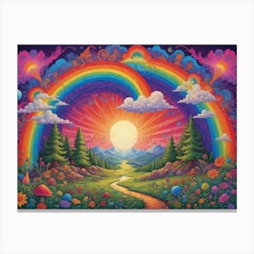 Rainbows And Flowers Canvas Print