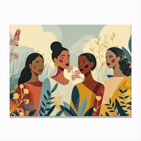 Four Women In A Field Canvas Print