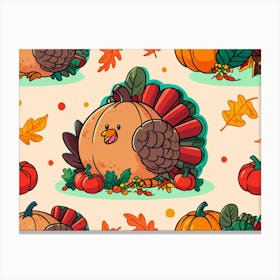 Default A Joyfully Festive Thanksgiving Illustration Featuring 3 (1) Canvas Print