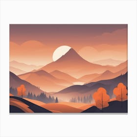 Misty mountains horizontal background in orange tone 95 Canvas Print