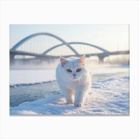 White Cat In Winter Stampe su tela