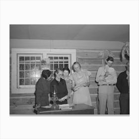 Farmers And Wives Singing At The Literary Society, Pie Town, New Mexico By Russell Lee Canvas Print