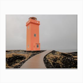 Orange Lighthouse Iceland Canvas Print
