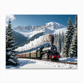 Train In The Snow Winter Wonderland Canvas Print