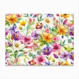 Watercolor Floral Seamless Pattern Canvas Print