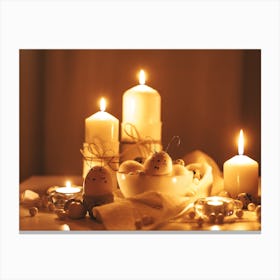 Candles On A Table Canvas Print