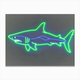 Green Scalloped Hammerhead Neon Shark 1 Canvas Print