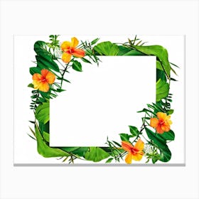 Frame With Tropical Flowers Canvas Print