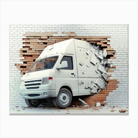 The Van Smashed Through A Brick Wall 1 Canvas Print