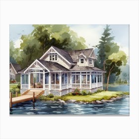 Cottage House AI watercolor Canvas Print