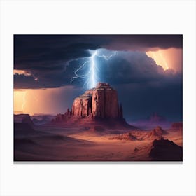 Forked Lightning Shaped Like A Mesa On The Horizon Canvas Print