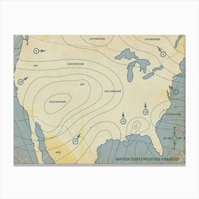 Vintage weather Map Of The United States Canvas Print