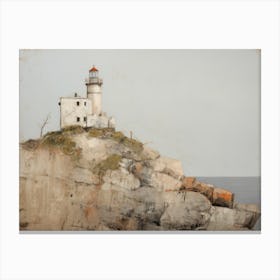 European Coastal Lighthouse Vintage Canvas Print
