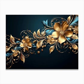 Gold Floral Wallpaper. Luxury Floral Abstract Canvas Print