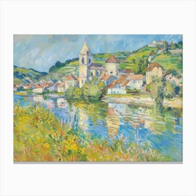 Rural Lakeside Symphony Painting Inspired By Paul Cezanne Canvas Print