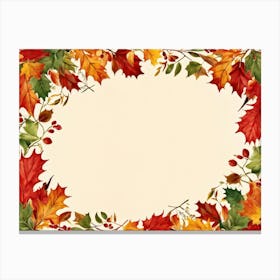 A Festive Thanksgiving Card Autum Leaves In Hues Of Burnt Orange Ripe Red Green And Sun Kissed Ye (3) 1 Canvas Print