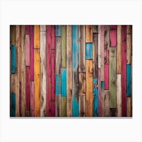 Colorful wood plank texture background 2 Canvas Print