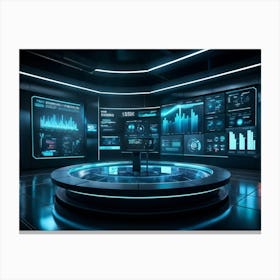 Futuristic Data Analysis Scene Ai Interfacing With Holographic Displays And Complex Visualizations (5) Canvas Print