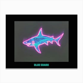 Neon Pastel Pink Blue Shark 6 Poster Canvas Print