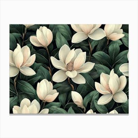 Magnolia Flowers Luxury Tropical Seamless Pattern Canvas Print