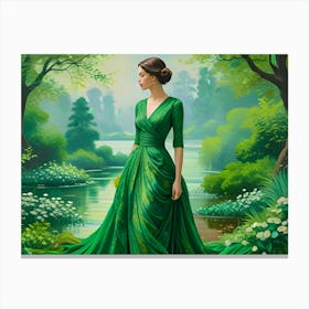 Impressionist Green Dress Canvas Print