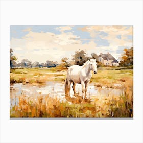 Horses Painting In Lexington Kentucky, Usa, Landscape 2 Canvas Print