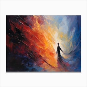 Woman Walking Through A Fire Canvas Print