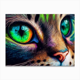Close Up Cat Green Eyes Canvas Print