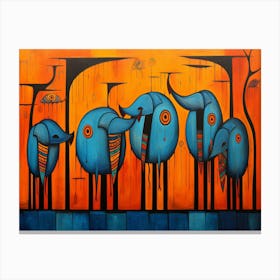 Blue Elephants Canvas Print