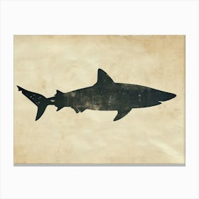 Blue Shark Grey Silhouette 4 Canvas Print