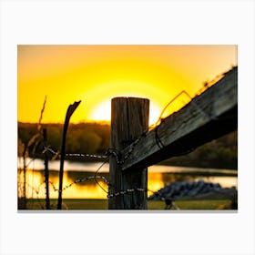Sunset Over A Fence Canvas Print