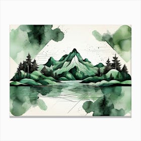 Landscape With Trees And Mountains Canvas Print