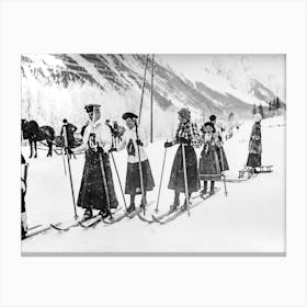 Victorian Women Skiers Vintage Black and White Photo Canvas Print