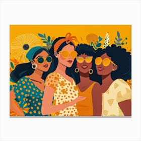 Modern Illustration Of Women In Harmony Enjoying Their Diversity 4 Canvas Print