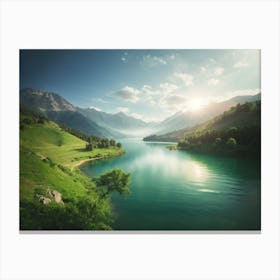The Quiet Lake: A Lovely and Calming View Canvas Print