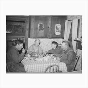 Mr And Mrs George Hutton, Their Son, And Grandson At Dinner, The Younger Mr, Hutton Homesteaded His Own Place, Canvas Print