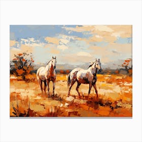 Horses Painting In Outback, Australia, Landscape 4 Canvas Print