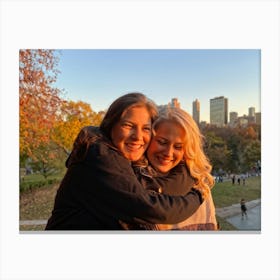 Best Friends Embracing In A Warm Hug Their Smiles Radiant Against The Backdrop Of A Bustling Urban 2 1 Canvas Print