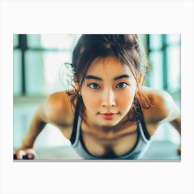 Asian Woman Doing Push Ups Canvas Print