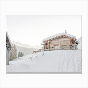 Snowy Winter Cabin Canvas Print