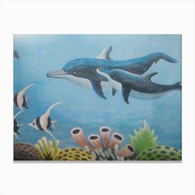Dolphins In The Sea Canvas Print
