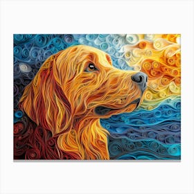 Golden Retriever Dog Quilling Portrait II Canvas Print