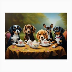 Beagles At Tea Canvas Print