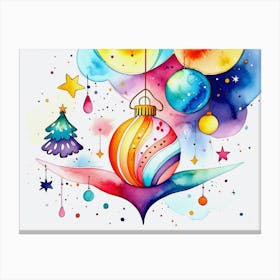 Watercolor Christmas Ornaments Canvas Print