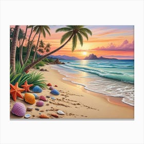 Sunset On The Beach Canvas Print