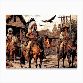 Apaches On Horseback 1 Canvas Print