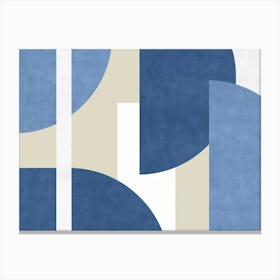 Half-moon Collage Colorblock Graphic Pattern - Blue Navy Shade Canvas Print