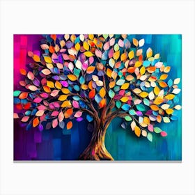 Colorful Tree With Leaves On Hanging Branches 4 Canvas Print