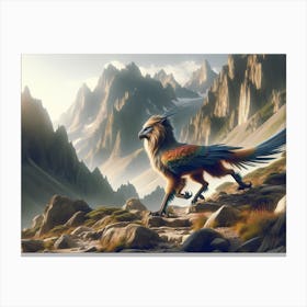 Lion-Bird in the Mountains Fantasy Canvas Print