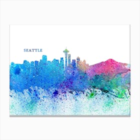 Seattle Washington Skyline Splash Canvas Print